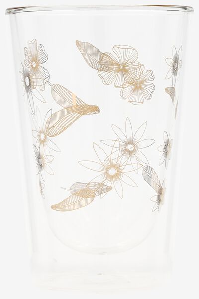 dubbelwandige glas bloemen 350ml - 61160072 - HEMA