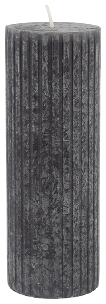 rustieke kaars met reliëf - 7x19 - zwart - 13502611 - HEMA