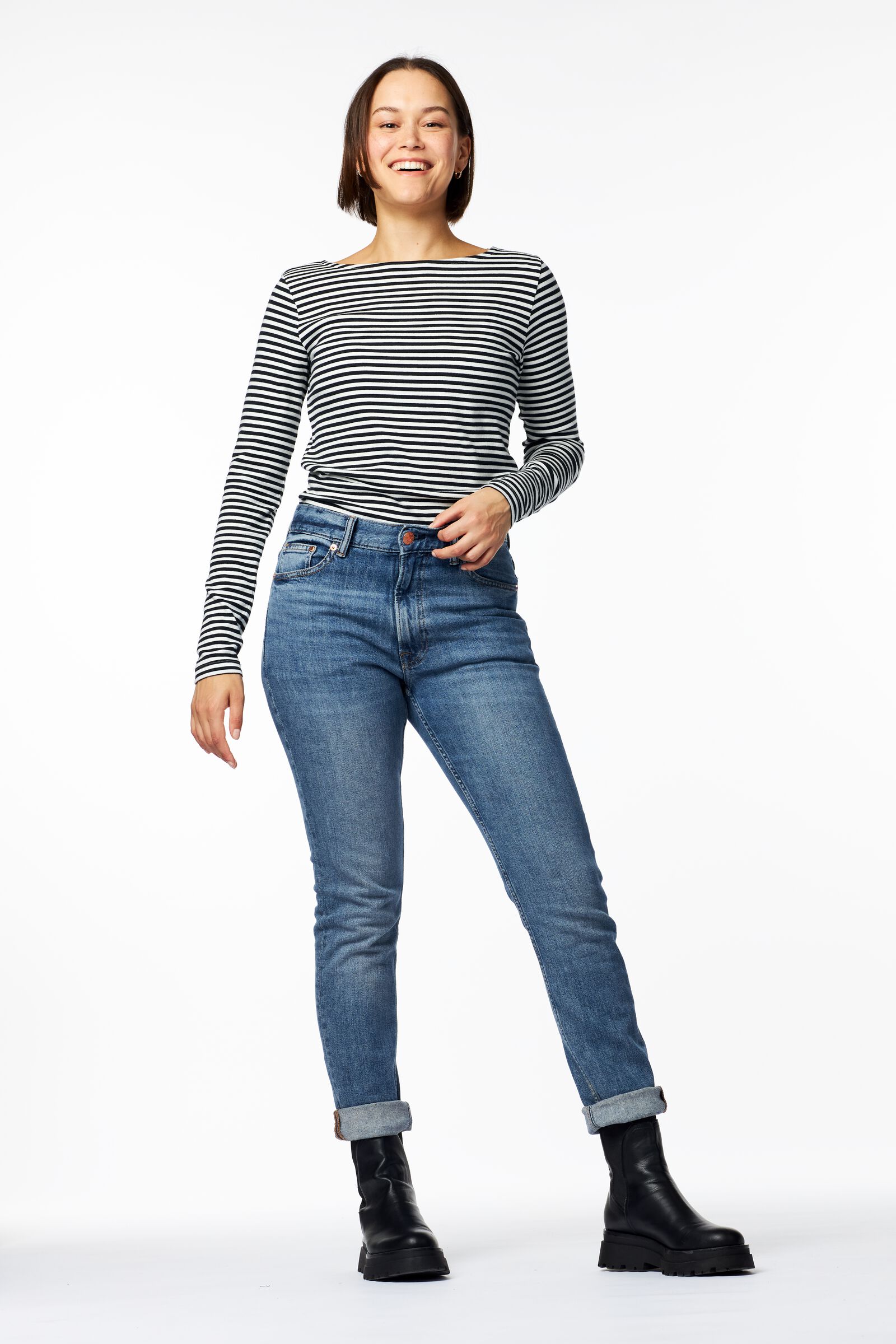 dames t-shirt boothals zwart zwart - 1000025540 - HEMA