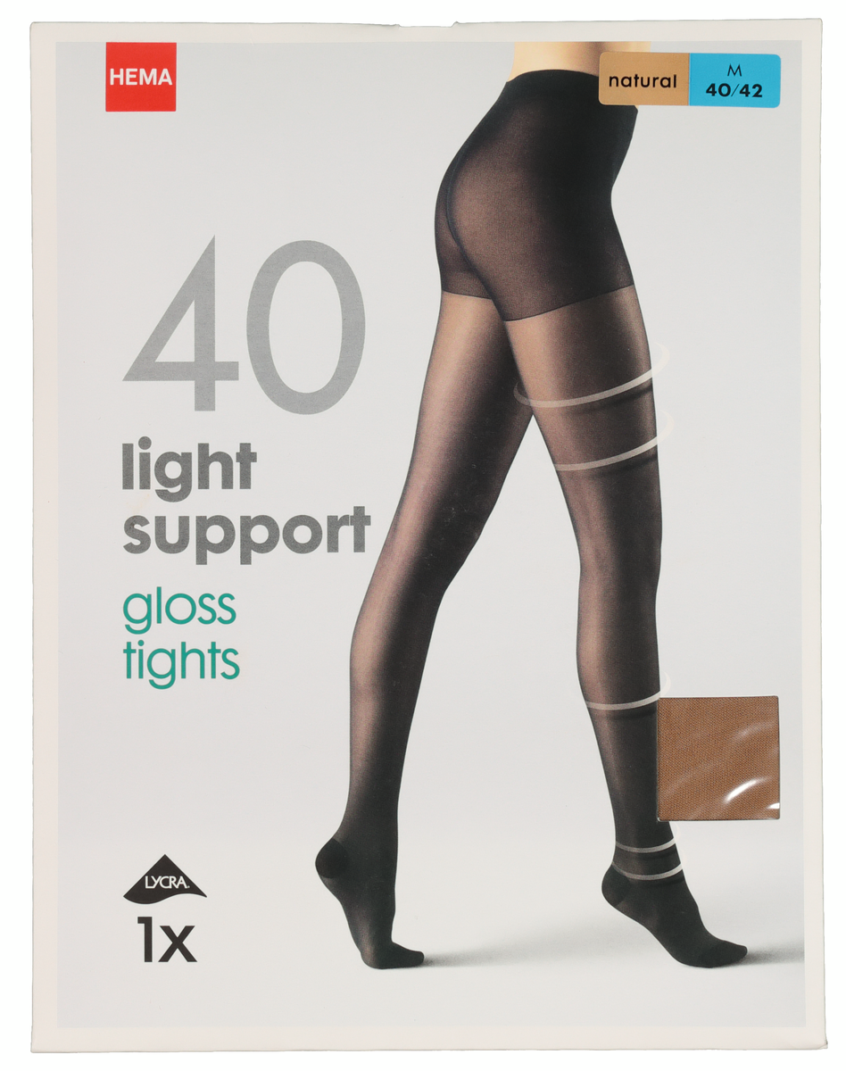 light support gloss panty 40 denier naturel 36/38 - 4042336 - HEMA
