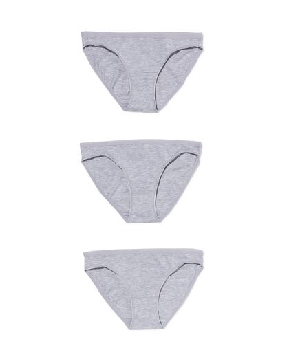 dames slips katoen - 3 stuks grijsmelange grijsmelange - 1000002302 - HEMA