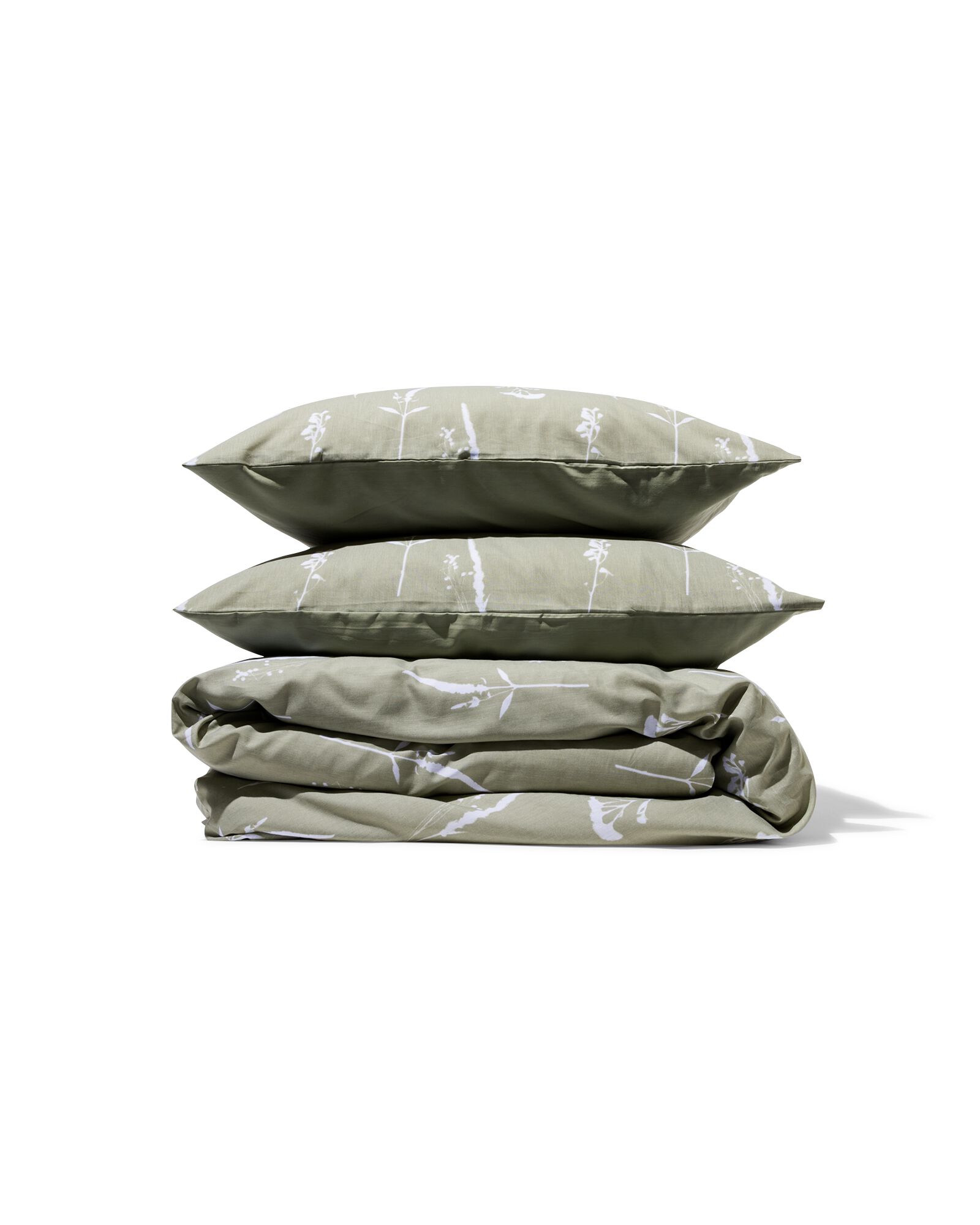 dekbedovertrek 200x200/220 zacht katoen bloemen groen groen 200 x 200/220 - 5770077 - HEMA