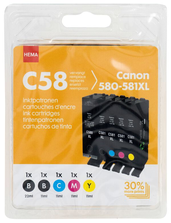 HEMA HEMA HEMA cartridge C58 voor de Canon 580-581XL zwart/kleur aanbieding