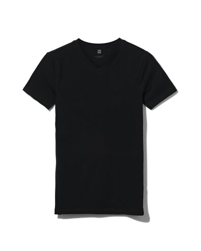 heren t-shirt slim fit v-hals zwart zwart - 1000009580 - HEMA