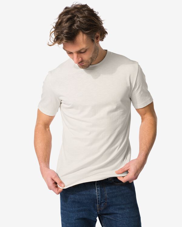 heren T-shirt Lorenzo gebroken wit gebroken wit - 2140610OFFWHITE - HEMA