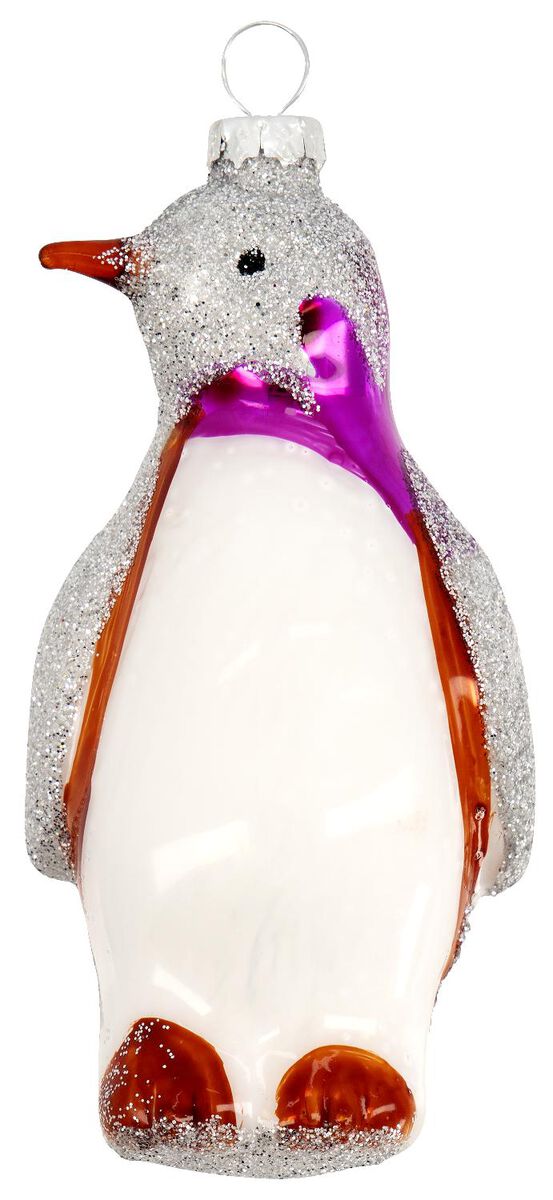 kerstbal glas pinguïn 10cm - 25130246 - HEMA