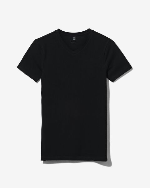 schuintrekken annuleren technisch heren t-shirt slim fit v-hals zwart - HEMA
