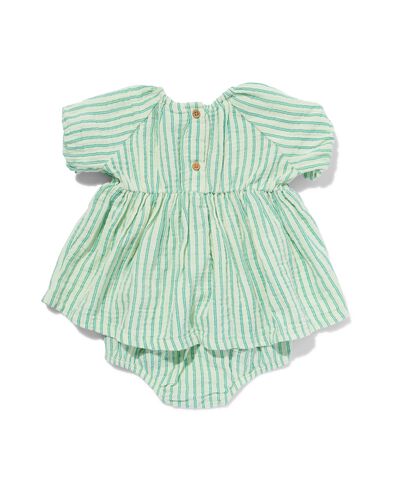 baby kledingset jurk en broekje mousseline strepen groen 98 - 33048157 - HEMA
