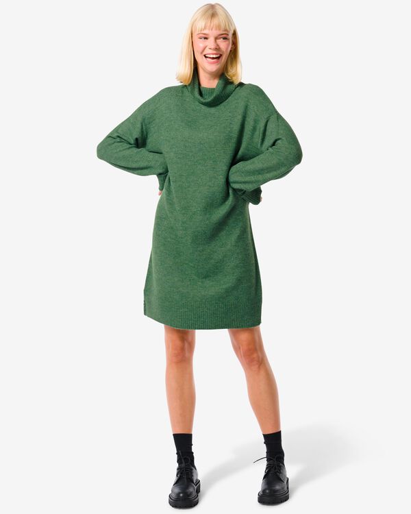 dames jurk met col gebreid Vicky groen groen - 36326935GREEN - HEMA