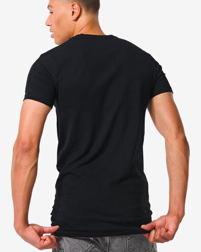 heren t-shirt slim fit o-hals extra lang zwart XL - 34276856 - HEMA
