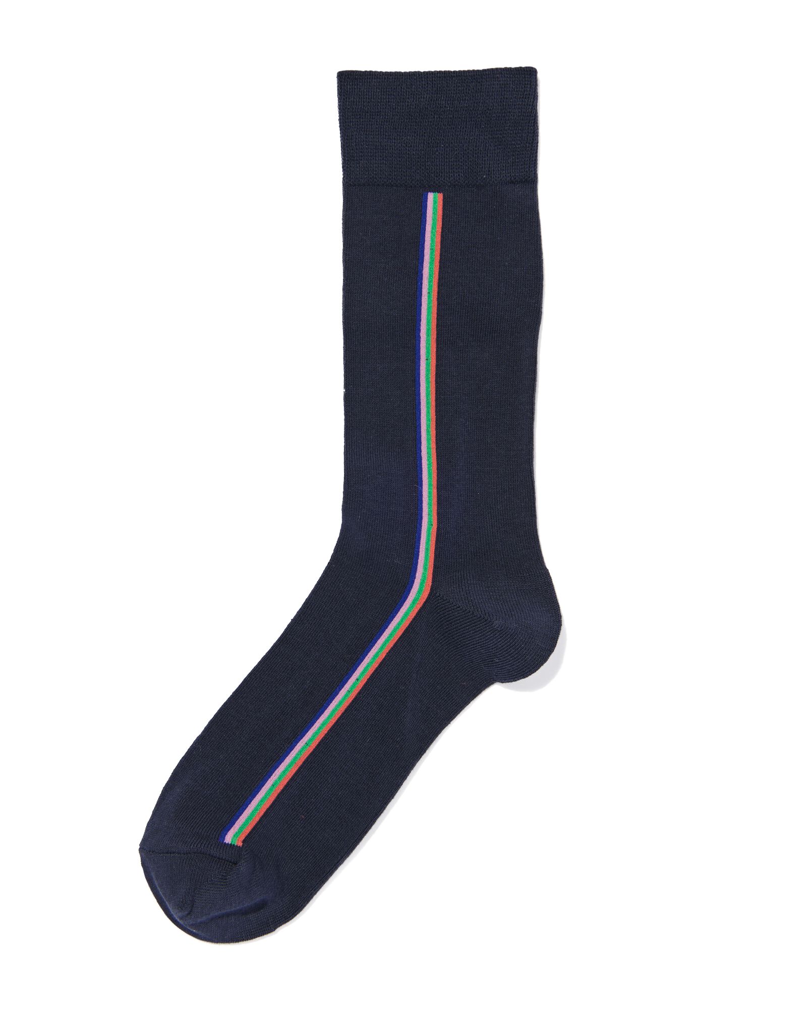 Image of HEMA Heren Sokken Met Katoen Zijstreep Donkerblauw (donkerblauw)