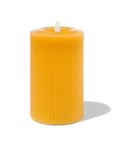 LED ribbel kaars met wax Ø7.5x12.5 okergeel - 13550062 - HEMA