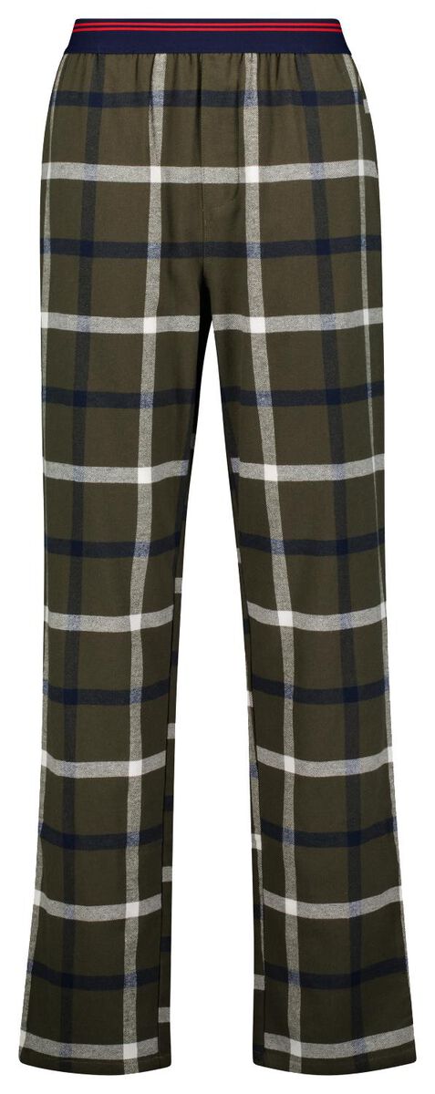 heren pyjamabroek flannel ruiten legergroen legergroen - 1000025732 - HEMA
