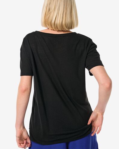 dames t-shirt Evie met linnen zwart zwart - 36264050BLACK - HEMA