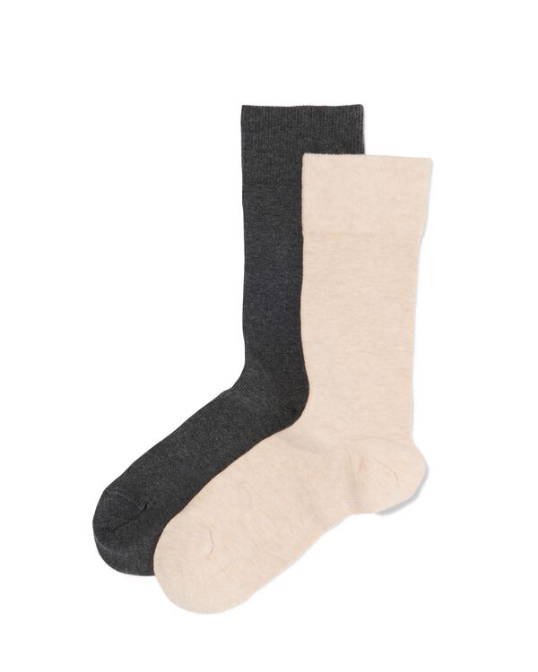 heren sokken met biologisch katoen - 2 paar grijsmelange grijsmelange - 4120100GREYMELANGE - HEMA
