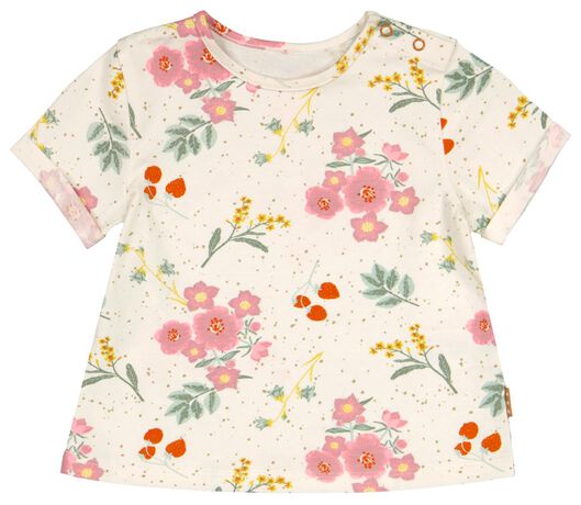 newborn t-shirt bloemen gebroken wit - 1000027739 - HEMA