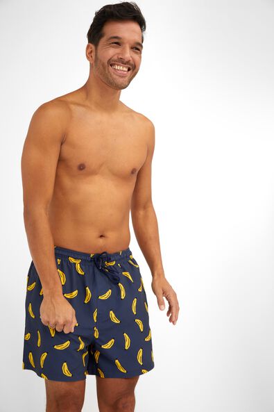 heren zwemshort bananen donkerblauw - 1000026962 - HEMA