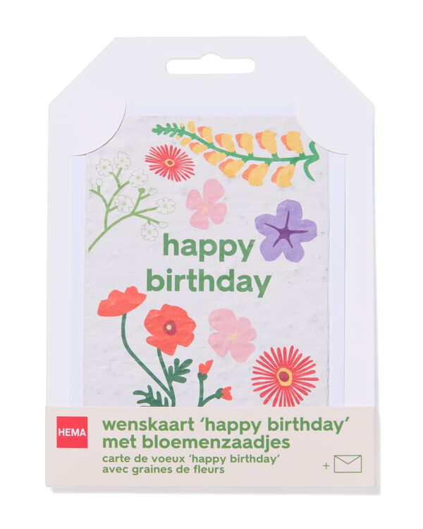 wenskaart 'happy birthday' met bloemenzaadjes - 41840209 - HEMA