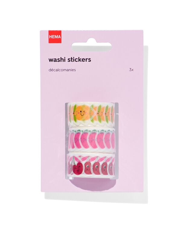 washi stickers fruit - 3 stuks - 14130131 - HEMA