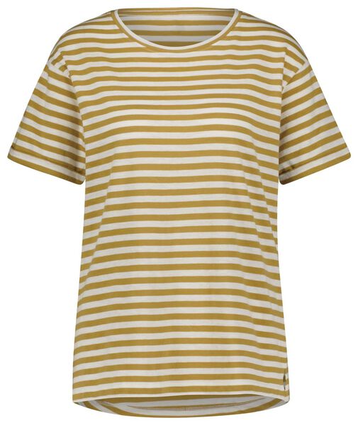 dames t-shirt Zita met strepen geel geel - 1000027542 - HEMA