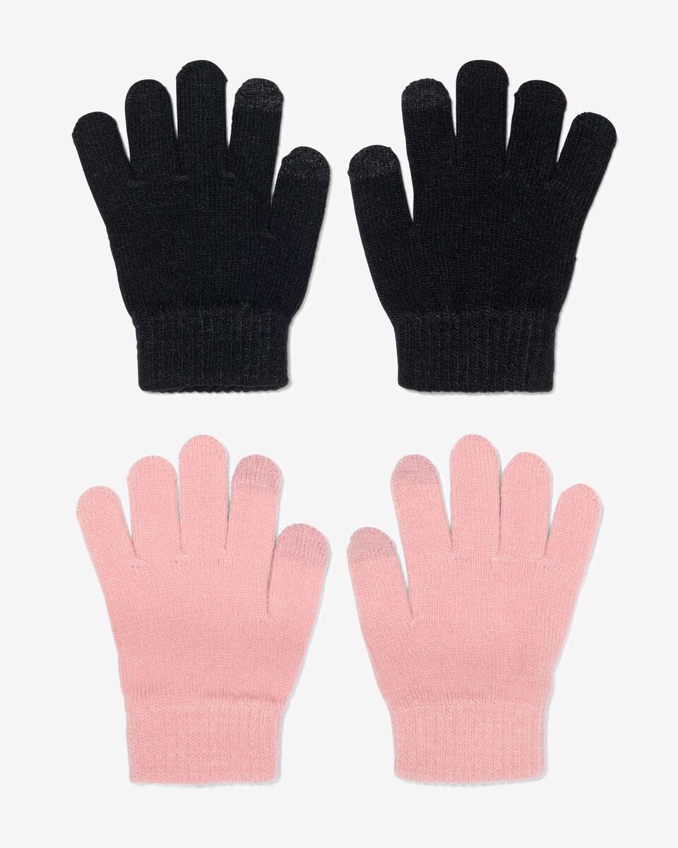 gek geworden Catena zone kinder handschoenen met touchscreen gebreid - 2 paar - HEMA