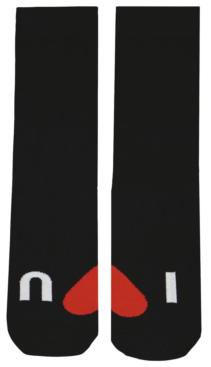 sokken met katoen I love you zwart zwart - 1000029364 - HEMA