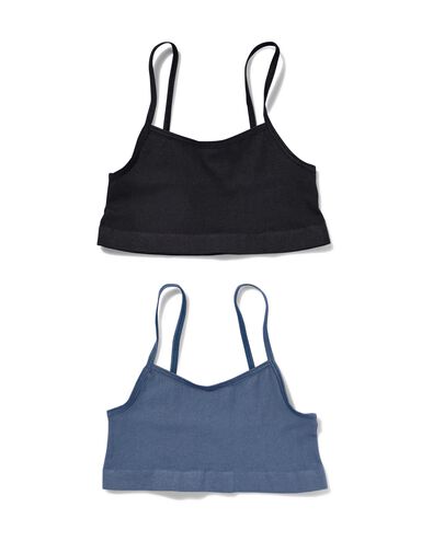 kindertops naadloos rib - 2 stuks blauw blauw - 19390160BLUE - HEMA