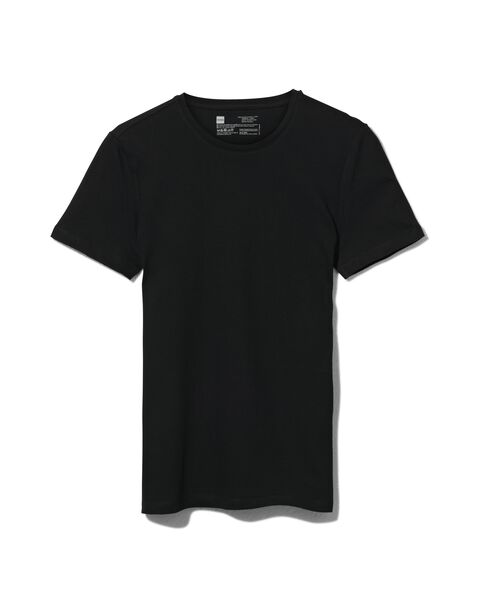 heren t-shirt regular fit o-hals - 2 stuks zwart zwart - 1000009970 - HEMA