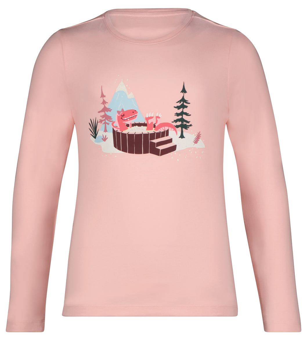 kinderpyjama en poppennachtshirt glamping lichtroze - 1000024687 - HEMA