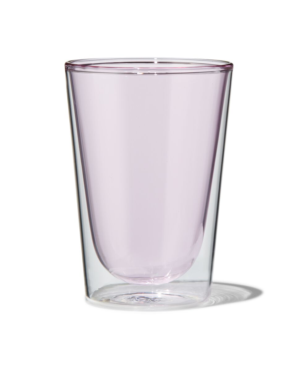 herinneringen Almachtig exotisch dubbelwandig glas 350ml roze - HEMA