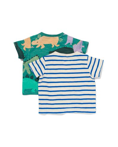 baby t-shirts met dino en strepen - 2 stuks groen 68 - 33194042 - HEMA