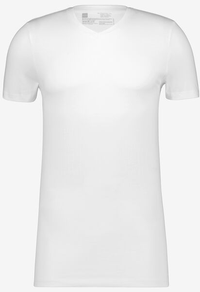 heren t-shirt regular fit v-hals extra lang - 2 stuks wit M - 34277084 - HEMA