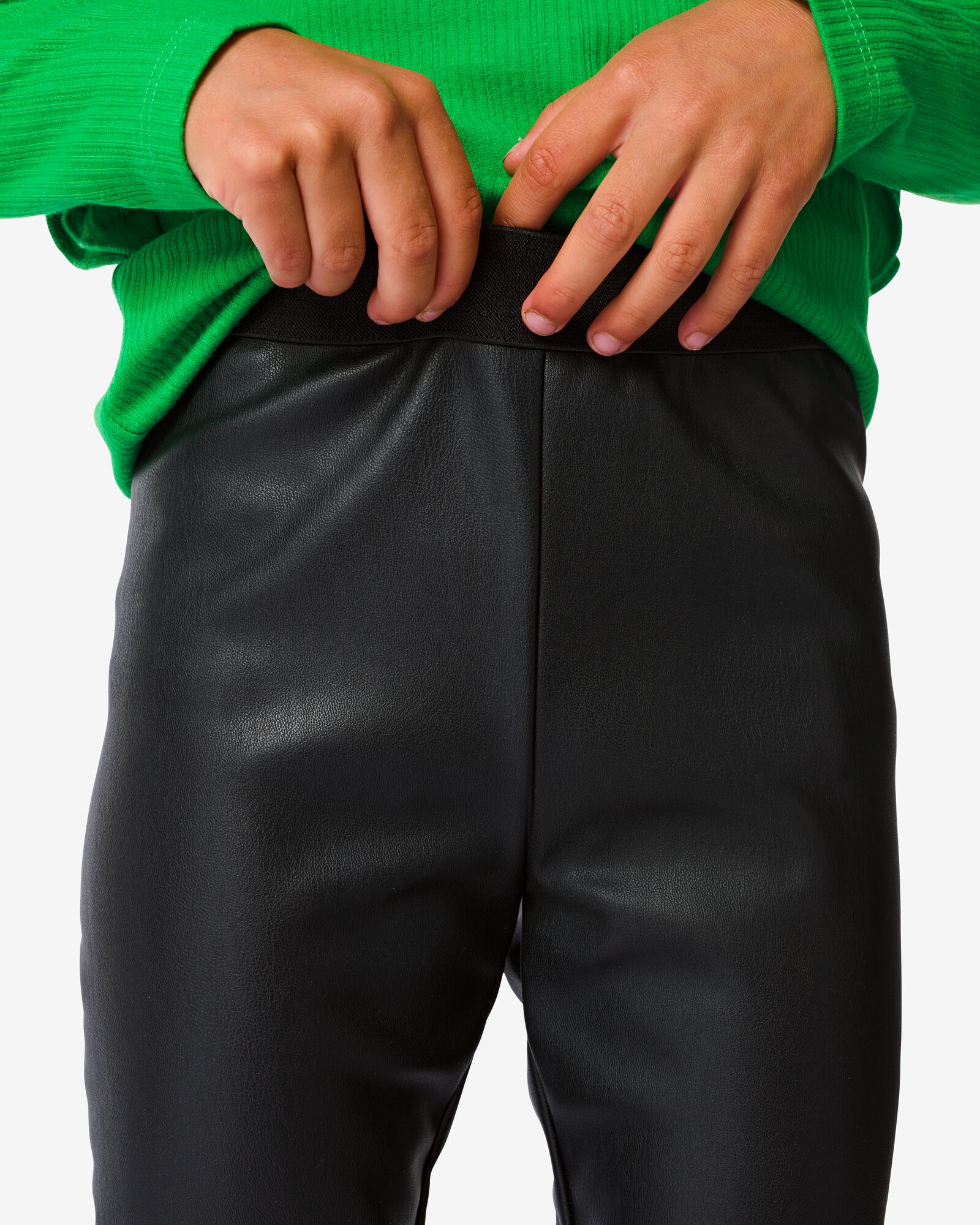 kinder legging kunstleer zwart zwart - 1000032431 - HEMA