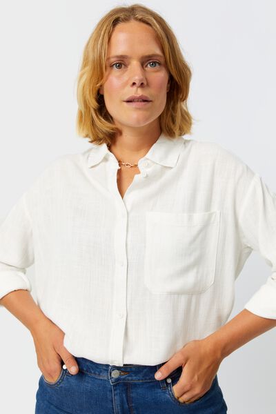 prijs duidelijkheid Impasse dames blouse Lizzy met linnen - HEMA