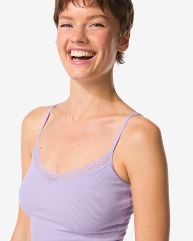 dameshemd spaghettibandjes met kant lavendel lavendel - 19651251LAVENDER - HEMA