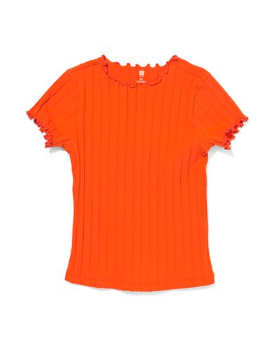 kinder t-shirt met ribbels oranje 134/140 - 30839984 - HEMA
