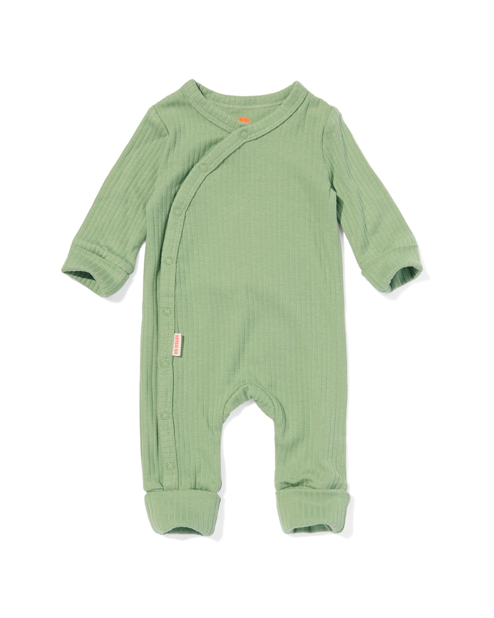 newborn meegroei jumpsuit rib met bamboe stretch groen groen - 33479410GREEN - HEMA
