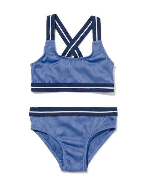 kinder bikini met ribbels blauw blauw - 1000030514 - HEMA