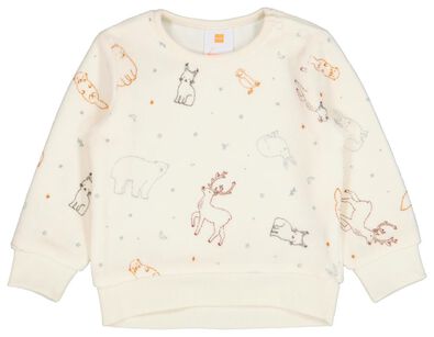 newborn sweater velours dieren gebroken wit - 1000025920 - HEMA