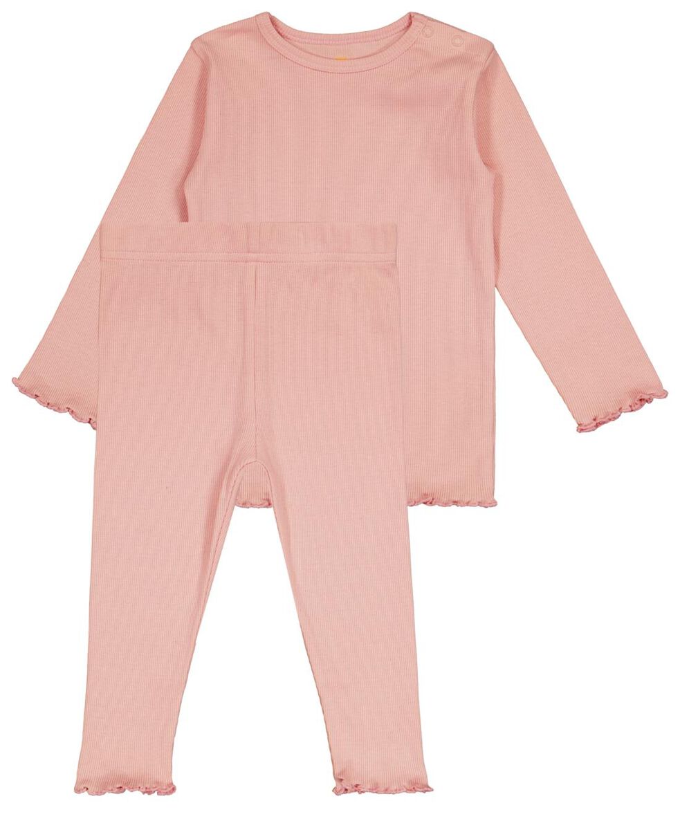baby pyjama rib roze 86/92 - 33356222 - HEMA