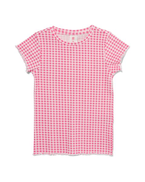 kinder t-shirt met ribbels felroze felroze - 1000030753 - HEMA