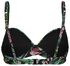 dames bikinitop met beugel cup B-E - flower zwart 80D - 22350076 - HEMA