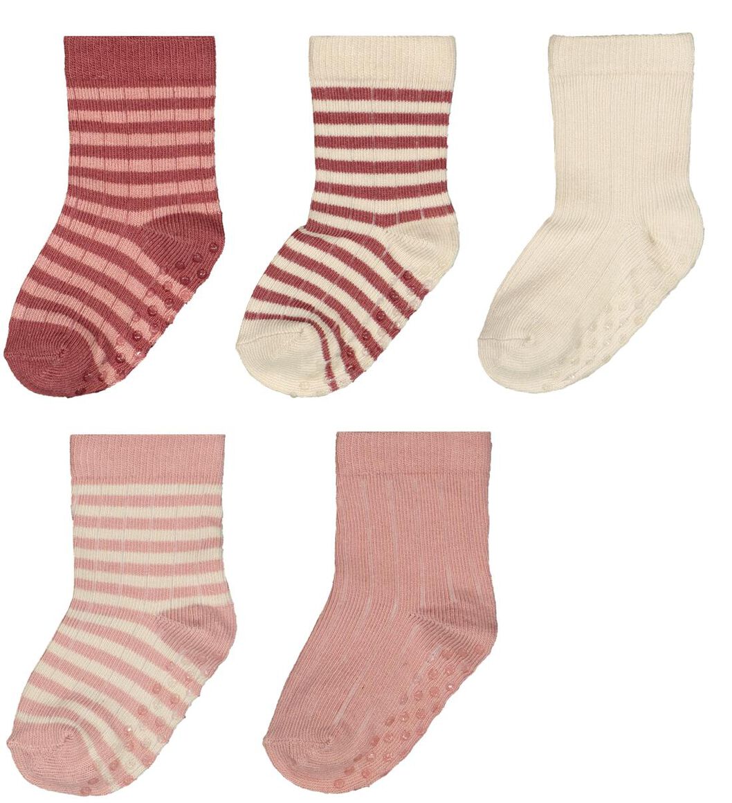 baby sokken met bamboe - 5 paar roze roze - 1000028749 - HEMA