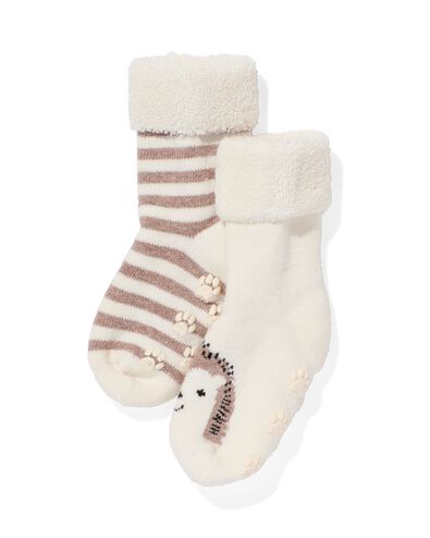 baby sokken met badstof - 2 paar beige 6-12 m - 4720013 - HEMA