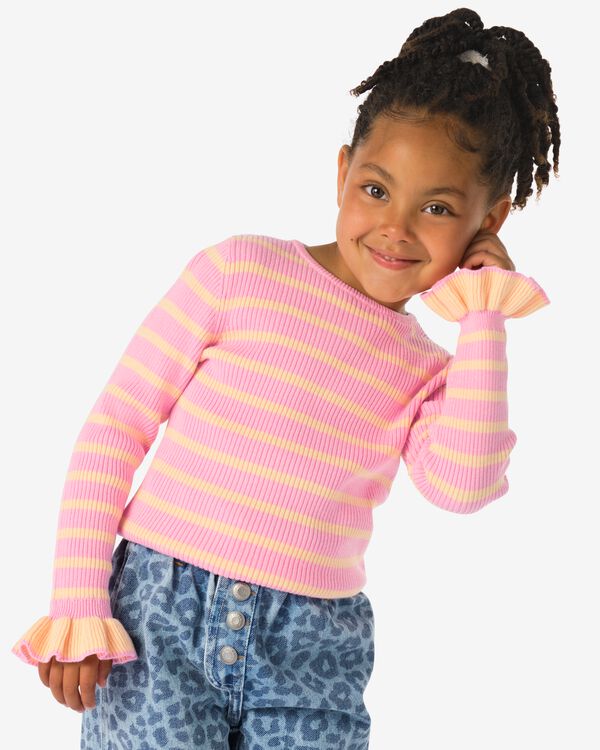 kindertrui rib strepen roze roze - 30827021PINK - HEMA kindertrui rib strepen roze roze - 30827021PINK - HEMA