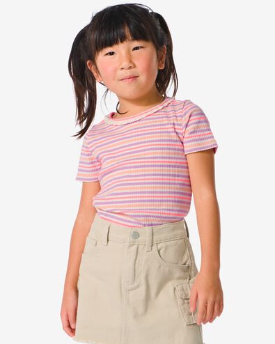 kinder t-shirt met ribbels multicolor 86/92 - 30824540 - HEMA