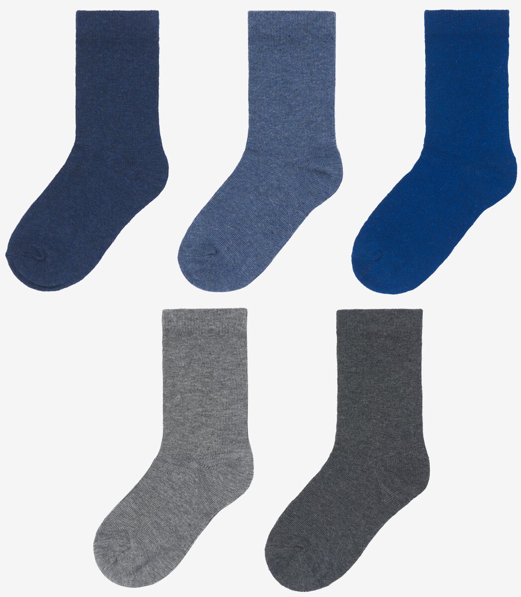kinder sokken met katoen - 5 paar blauw blauw - 1000028427 - HEMA