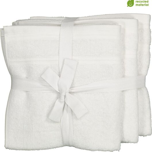 handdoeken - 50 x 100 cm - katoen met rPET - wit - 4 stuks - 5230001 - HEMA