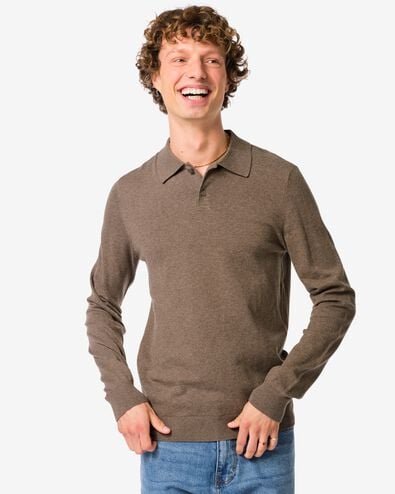 herenpolo Jonathan taupe taupe - 2116970TAUPE - HEMA
