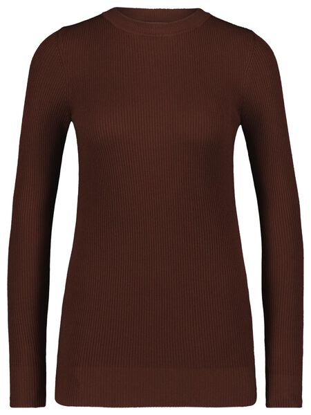 dames pullover Louisa rib bruin - 1000026127 - HEMA